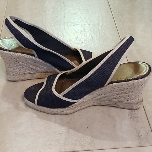 J. Crew Shoes - J. CREW denim chambray espadrille wedge slingbacks
